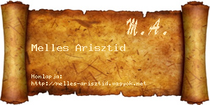 Melles Arisztid névjegykártya